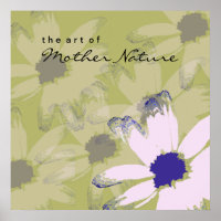 Pink Olive Green Daisy Floral Art
