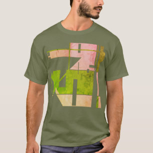 Pink Olive Green Geometric Tribal Art Abstract T-Shirt