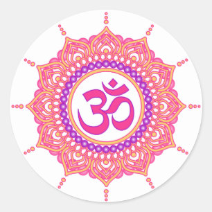 pink om mandala labels