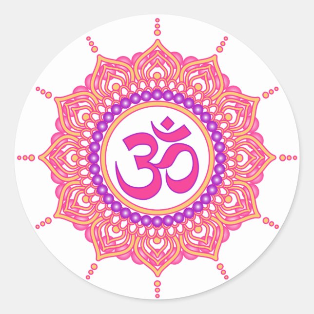 pink om mandala labels (Front)