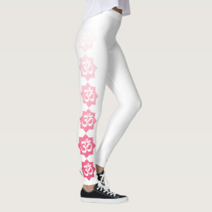 Pink Om symbol Lotus Flower Decor on Leggings