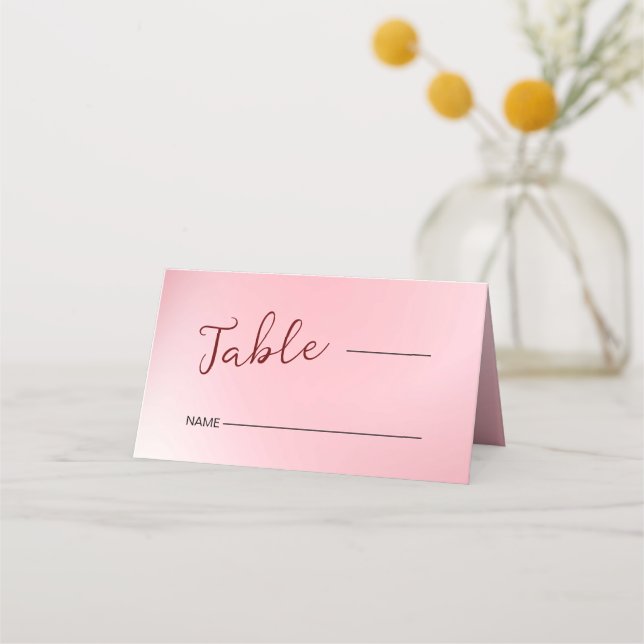 Pink Ombre Background Place Card (Front)
