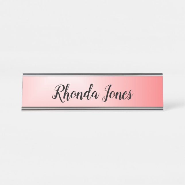 Pink Ombre Beauty Desk Name Plate (Front)