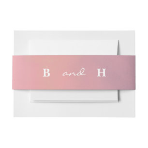 Pink Ombre Boho Minimalist Wedding  Invitation Belly Band