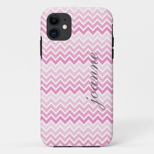 Pink Ombre Chevron Personalised I Phone 5 Case (Back)
