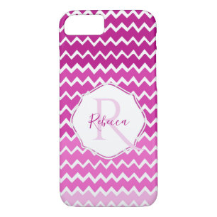 Pink Ombre Chevron Personalised iPhone Case