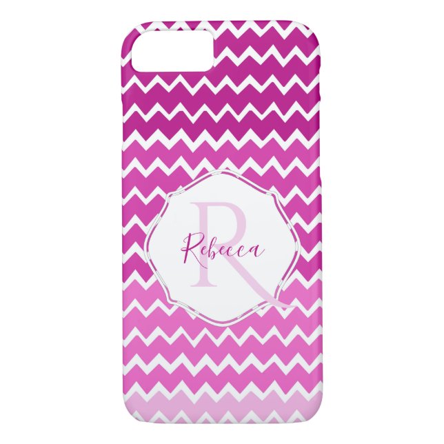 Pink Ombre Chevron Personalised iPhone Case (Back)