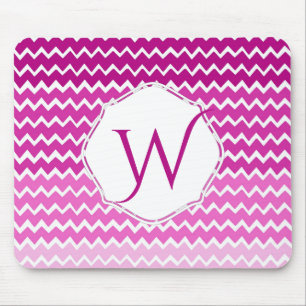 Pink Ombre Chevron Personalised Mouse Pad