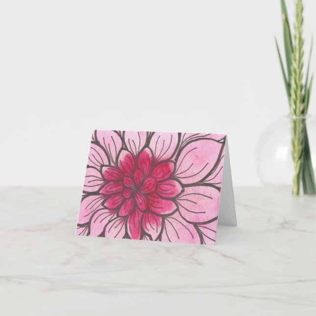 Pink Ombre Chrysanthemum Card with envelope (Front)