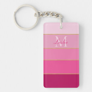 Pink Ombre Colour Block Personalised   Key Ring