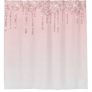 Pink Ombre. Dripping Glitter. Shower Curtain