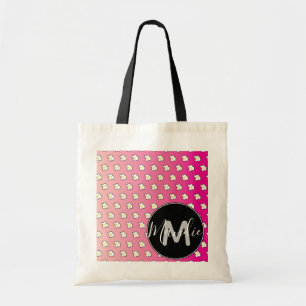 Pink Ombre Fried Eggs Cute Name Library Books Tote Bag