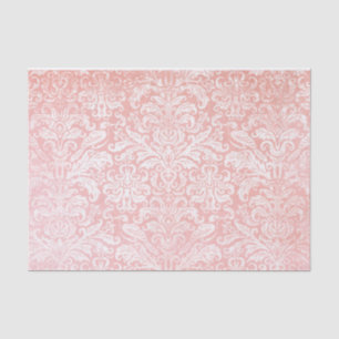 Pink Ombre Gently Distressed Damask Pattern Tissue Paper