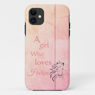 Pink Ombré Girl Who Loves Horses Script Girly iPhone 11 Case
