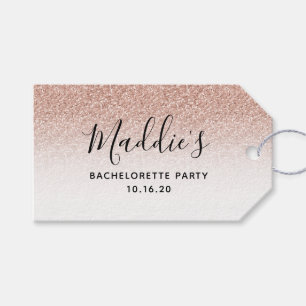 Pink Ombre Glitter Bachelorette Bride Name Favour Gift Tags