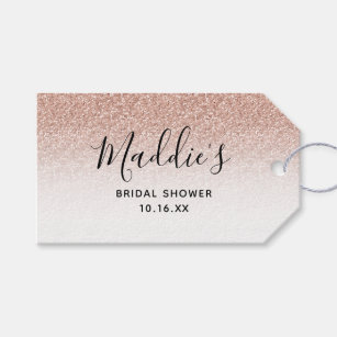 Pink Ombre Glitter Bridal Shower Bride Name Favour Gift Tags
