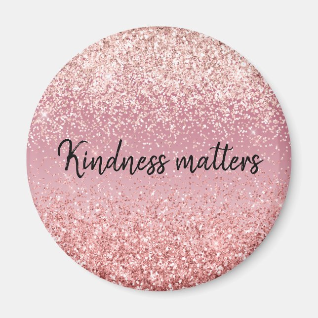 Pink Ombre Glitter Kindness Magnet (Front)