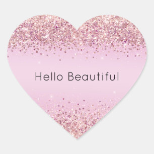 Pink Ombre Glitzy Glitter Sparkle Heart Sticker