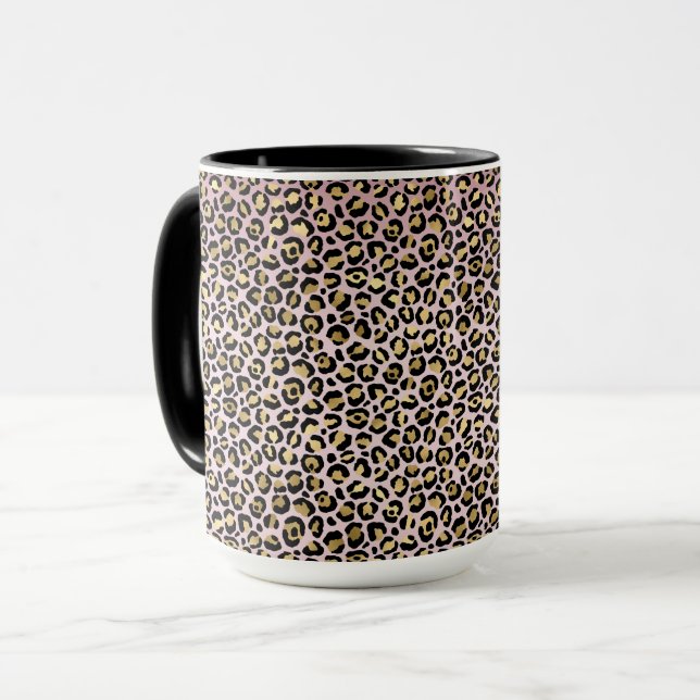 Pink Ombre Gold Black Leopard print     Mug (Front Left)