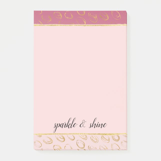 Pink Ombre Gold Chic Circles Post-it Notes (Front)