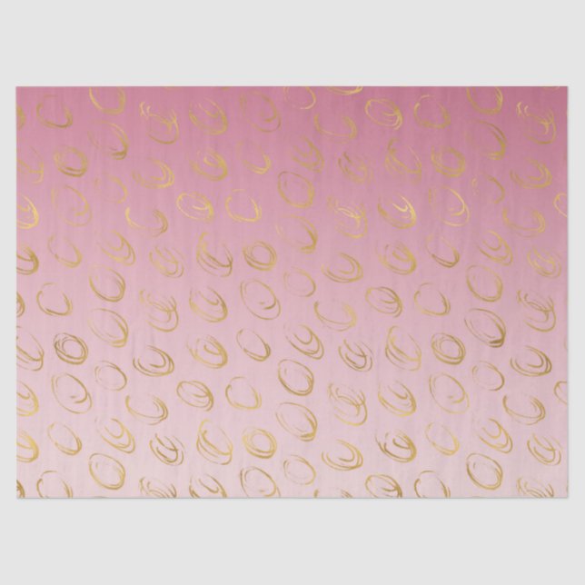 Pink Ombre Gold Chic Circles Tissue Paper (Front)