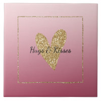 Pink Ombre Gold Glitter Heart