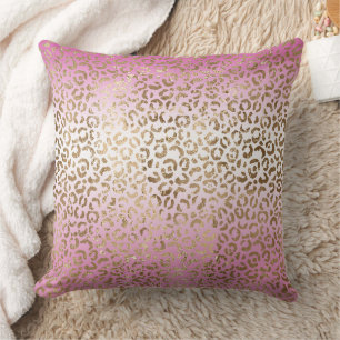 Pink Ombre Gold Leopard Print      Cushion