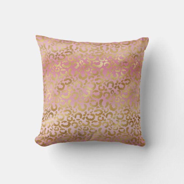 Pink Ombre Gold Leopard Print       Cushion (Front)