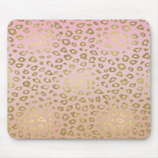 Pink Ombre Gold Leopard Print Mouse Mat (Front)