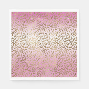 Pink Ombre Gold Leopard Print Napkin