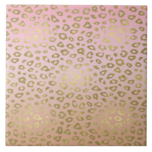 Pink Ombre Gold Leopard Print Tile