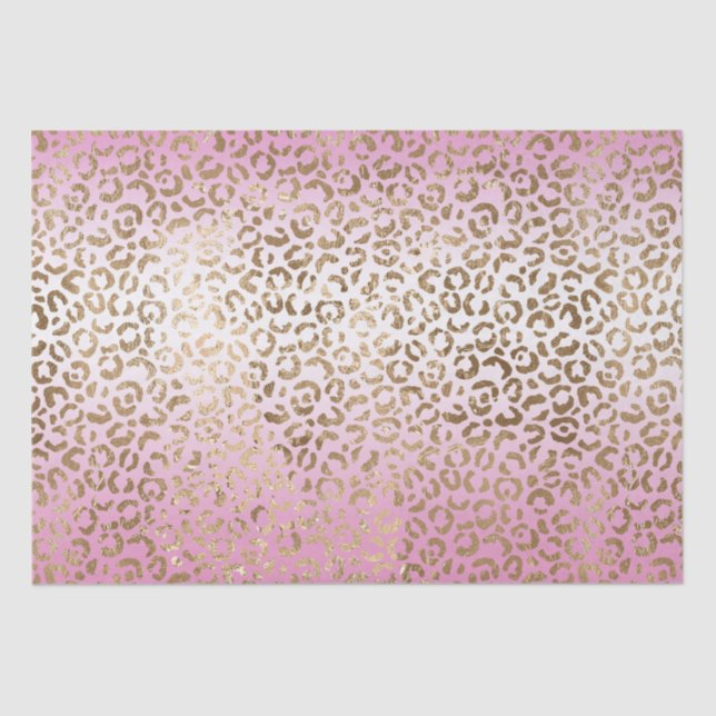 Pink Ombre Gold Leopard Print      Tissue Paper (Front)