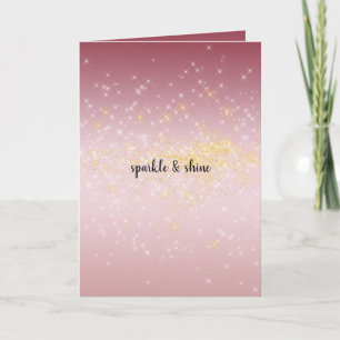 Pink Ombre Gold White Sparkles Card