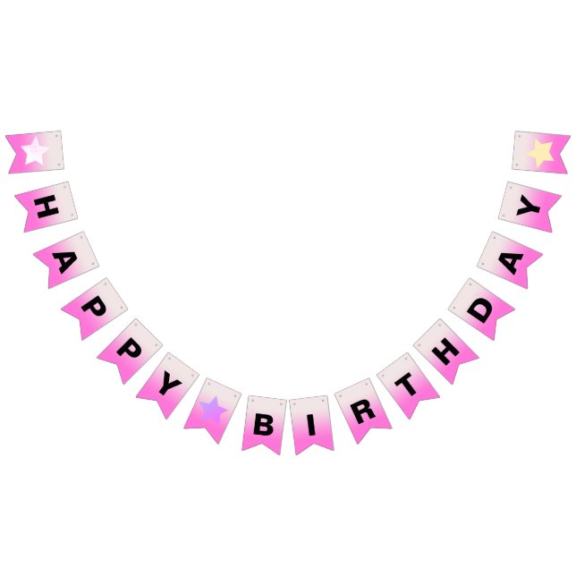 Pink Ombre Gradient Happy Birthday Bunting (All)