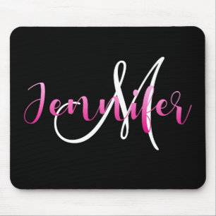 Pink Ombre Jennifer with Customisable Monogram Mouse Mat
