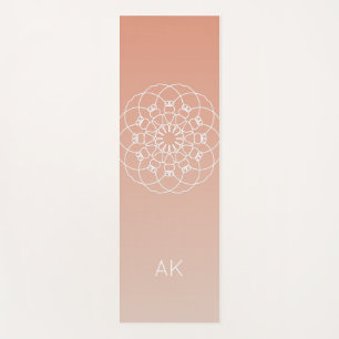 Pink Ombre Mandala with Custom Initials Yoga Mat