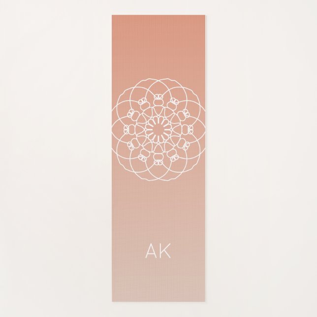 Pink Ombre Mandala with Custom Initials Yoga Mat (Front)