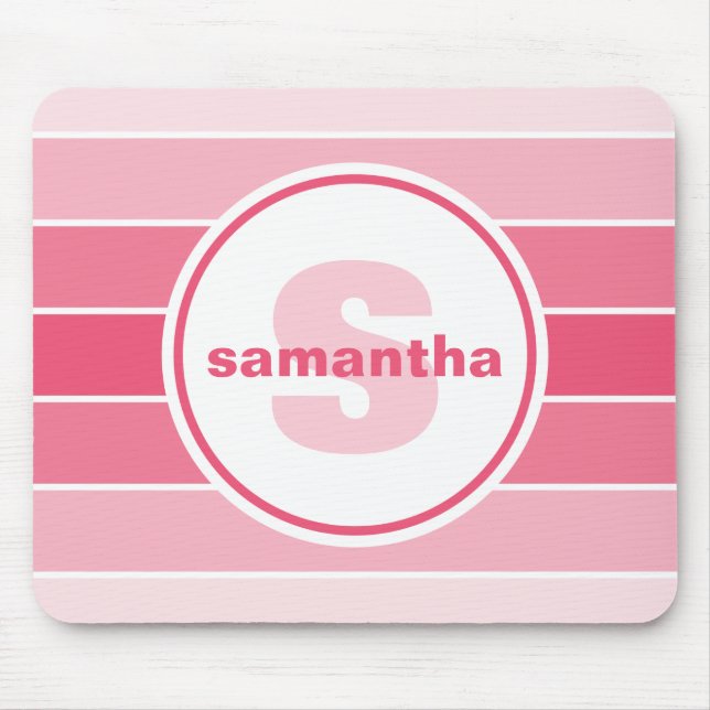 Pink Ombre Monogram Mouse Mat (Front)