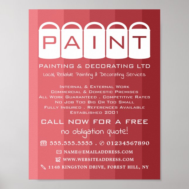 Pink Ombre, Paint Buckets, Painter & Decorator Poster (Front)