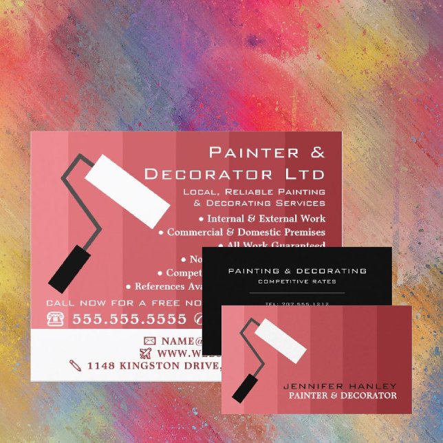 Pink Ombre & Paint Roller, Painter & Decorator Flyer (Creator Uploaded)