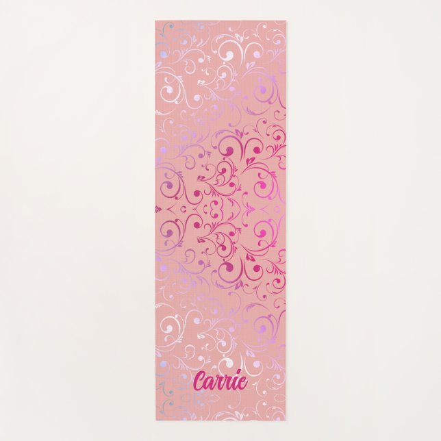 Pink Ombre Pattern Yoga Mat (Front)