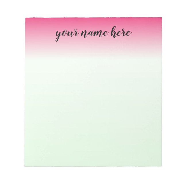 Pink Ombre Personalised Notepad (Front)