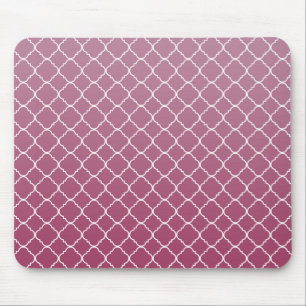 Pink Ombre Quatrefoil Mouse Mat