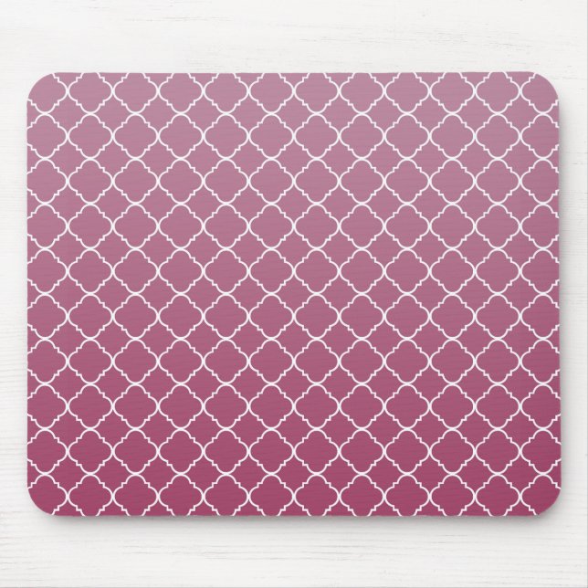 Pink Ombre Quatrefoil Mouse Mat (Front)