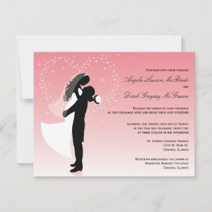 Pink Ombre Silhouette Formal Wedding Invite