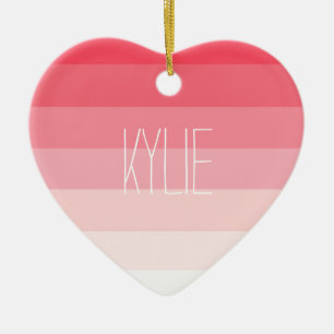 Pink Ombre Stripes Ceramic Tree Decoration