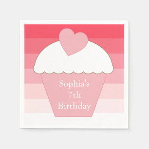 Pink Ombre Stripes Cupcake Napkin