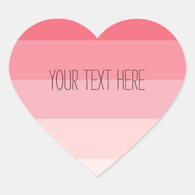 Pink Ombre Stripes Heart Heart Sticker (Front)