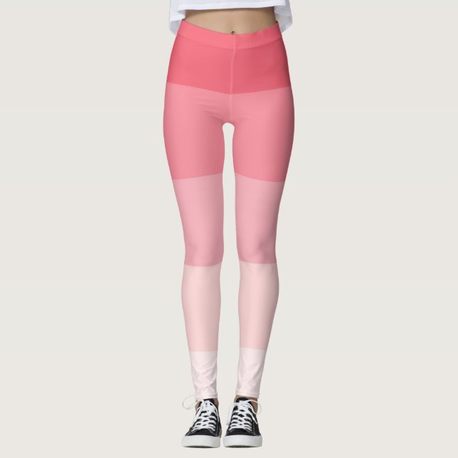 Pink Ombre Stripes Leggings (Front)