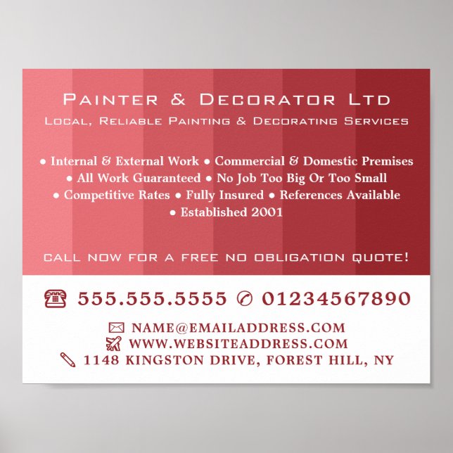 Pink Ombre Stripes, Painter & Decorator Poster (Front)